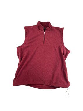 Bolle Golf Men's Red Burgundy Sweater Vest XL 1/4 Zip Sleeveless Knit Pullover